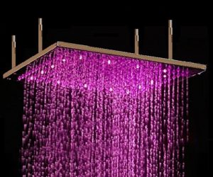 Fontana 31″ Brushed Bronze shower head Sqaure Color Changing LED Rain Shower Head