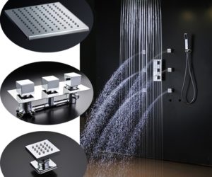 Lombardy Large Square Shower Head with Massage Jets