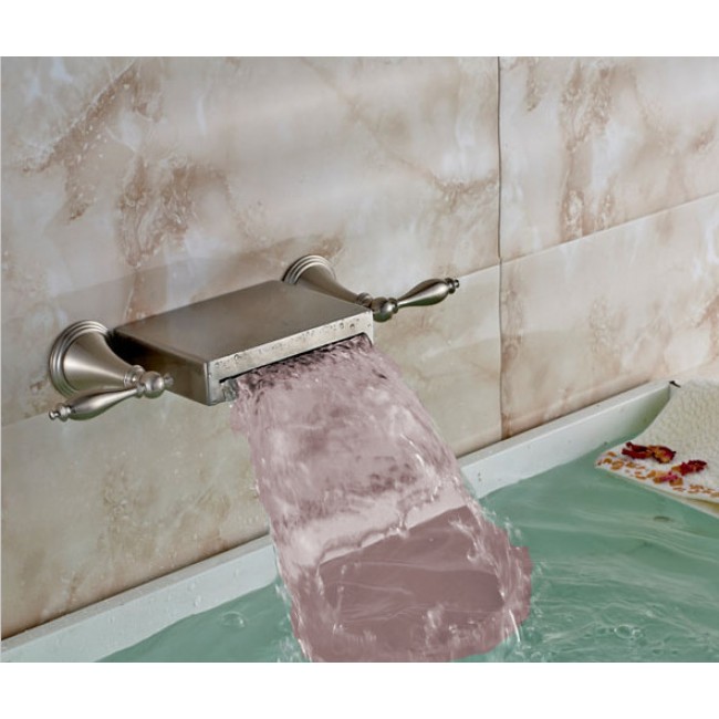 Brushed Wall Mount  Bath-Tub Waterfall Faucet
