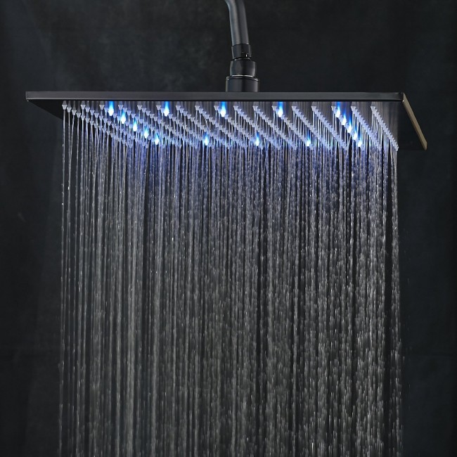  16″ Oil Rubbed Bronze Square Color Changing LED Rain Shower Head