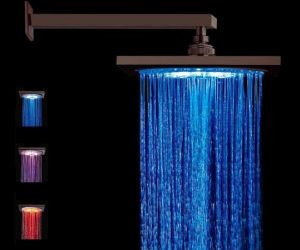 Oil Rubbed Bronze Square LED Rainfall Shower Head