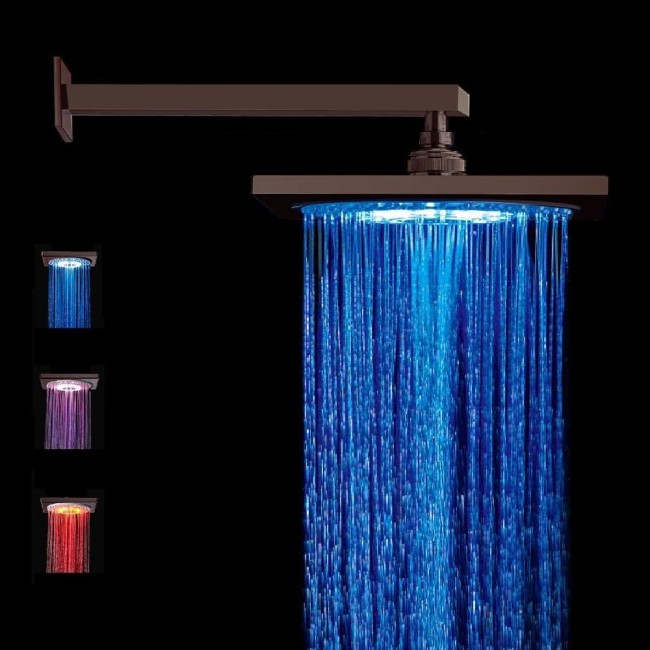 Oil Rubbed Bronze Square LED Rainfall Shower Head