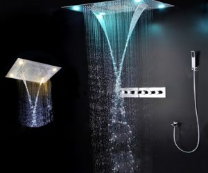 Livorno Multi Function 23″ by 31″ Ceiling Mount LED Shower Set with Hand Held Shower