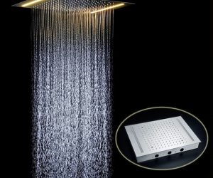 Venice Rectangular Recessed Shower Head with Single Color LED