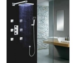 Multi Color Water Powered Led Shower with Adjustable Body Jets and Mixer