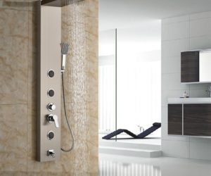 Contemporary Massage Shower Panel with Brushed Nickel Finish