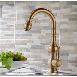 Amasra Antique Brass Kitchen Sink Faucet with Hot and Cold Mixer