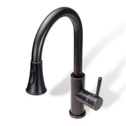 León Oil Rubbed Bronze Kitchen Sink Faucet with Pull Down Spout