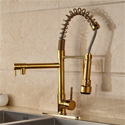 Curitiba Deck Mounted Gold Finish Kitchen Sink Faucet with Pull Down Sprayer