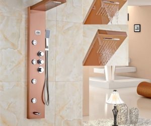 Fontana Wall Mounted Gold Finish Rain-Waterfall Shower Panel