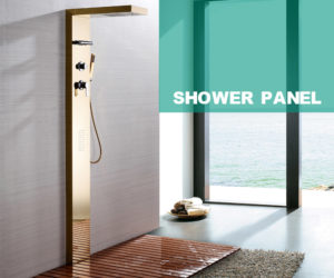 Leonardo Wall Mounted Shower Panel Set Rainfall Waterfall Body Massage and Hand Shower 304 Stainless Steel Gold Finish