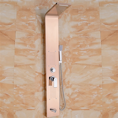 Pulsating Massage Thermostatic Shower Shower Panel in Champagne Gold Finish