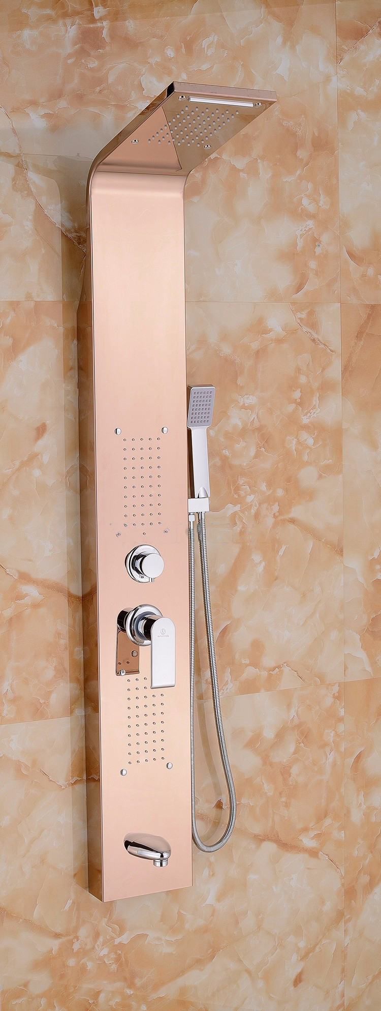 Pulsating Massage Thermostatic Shower Shower Panel in Champagne Gold Finish