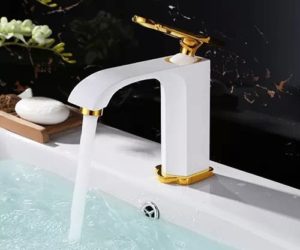 Alea Brass White and Gold Bathroom Sink Faucet