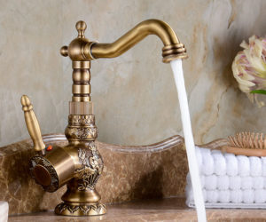 Attica Antique Bronze Bathroom Sink Faucet with Hot & Cold Mixer