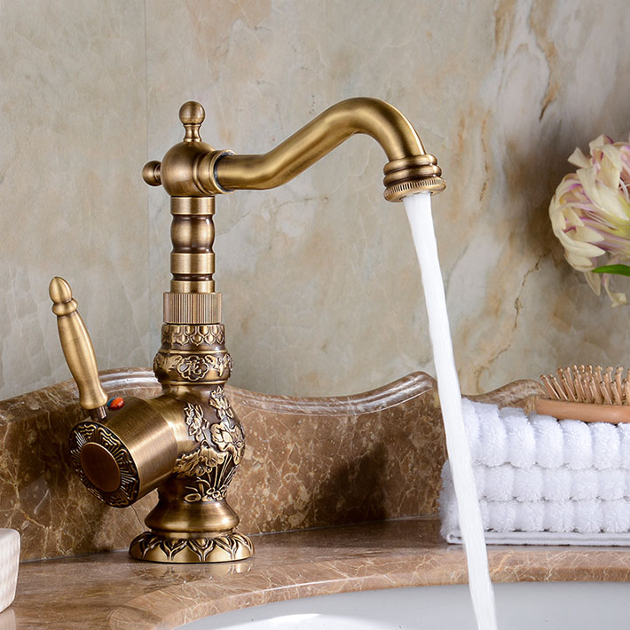 Attica Antique Bronze Bathroom Sink Faucet with Hot & Cold Mixer