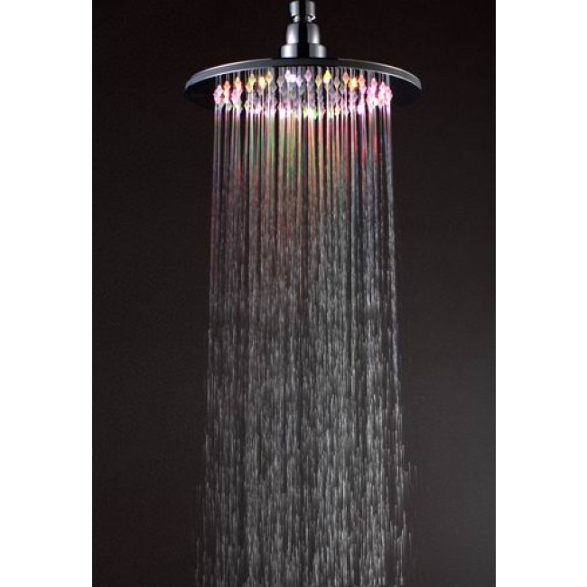  10 inch Brass Chrome Water Powered LED Shower Head 16 LED Lights