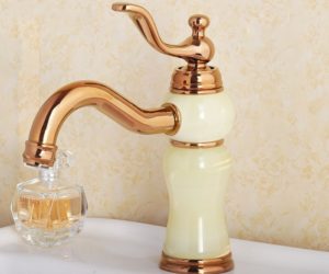 Quito Antique Gold and White Finish Faucet with Hot / Cold Water Mixer