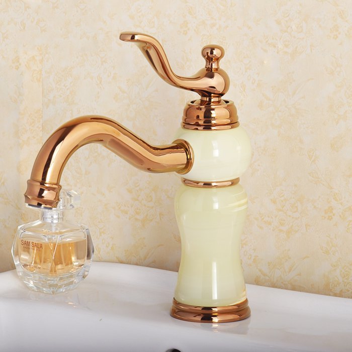 Quito Antique Gold and White Finish Faucet with Hot / Cold Water Mixer