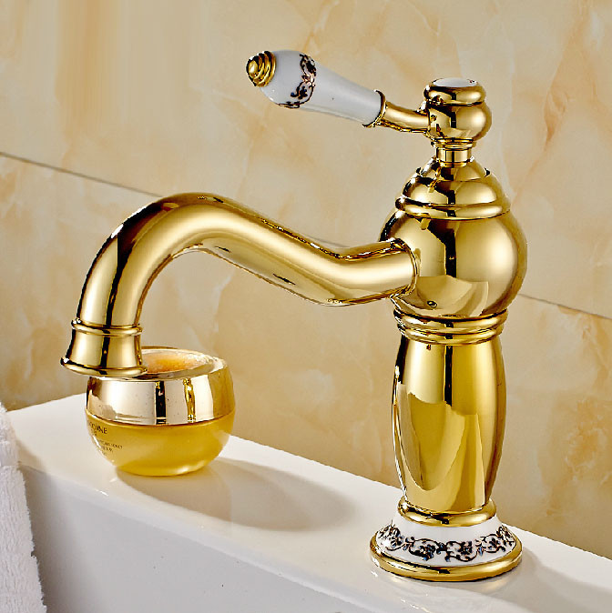Rio Gold Plated Sink Faucet with Ceramic Accents, All in One Installation Manuals