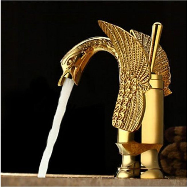 Hooper Gold Finish Brass Body Bathroom Sink Faucet