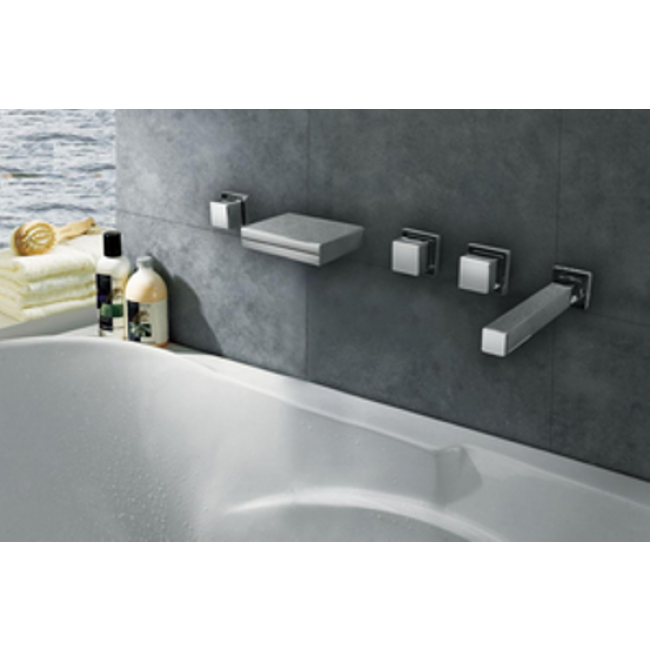 Wall Mount Bath-Tub Faucet Color Changing LED Chrome Finish Brass Body