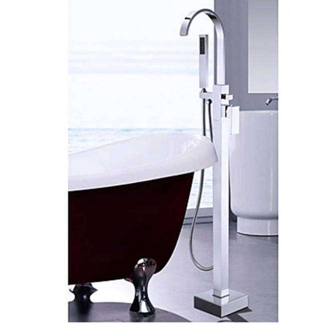Free Standing Solid Brass Bathtub Faucets With Hand Shower
