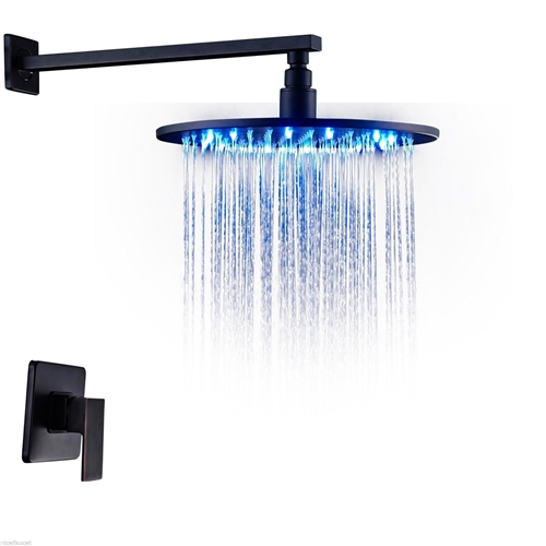 Fontana Oil Rubbed Bronze Bathroom Rain Shower Set With LED Color