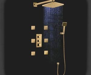 Fontana Versilia Gold Finish Color Changing Led Shower Head with Adjustable Body Jets and Mixer