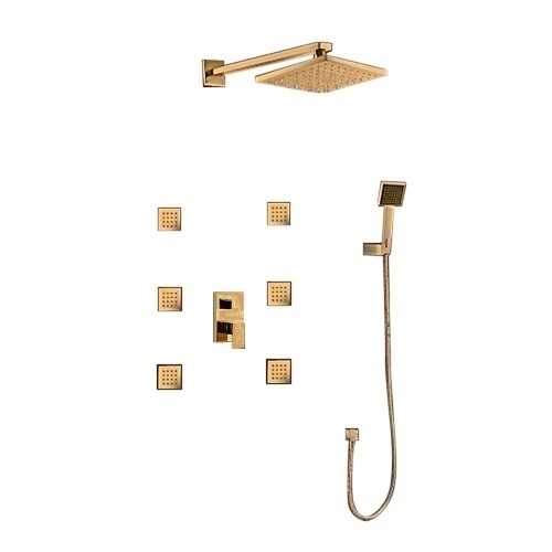 Ancona Wall Mounted Gold Finish Shower Head with Body Massage Jets