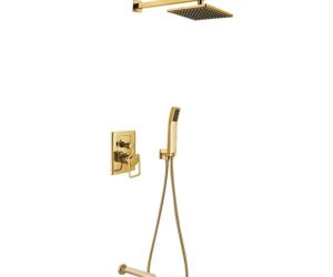 Naples Gold Wall Mount Rainfall Shower Head with Hand Shower & Tub spout