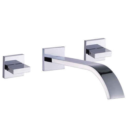 Dual Handle Chrome Finish Wall Mount Vessel Sink Faucet