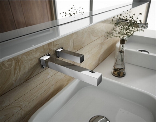 Fontana Wall Mounted Bath Sensor Faucet with Matching Auto Soap Dispenser