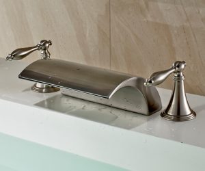 Limoges Deck Mount Brushed Nickel Bathtub Faucet