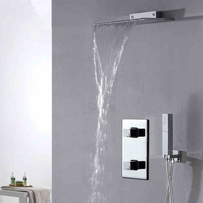 Reims Waterfall Chrome Wall Mounted Bathroom Shower Set