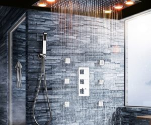 Roman Chrome Plated Multi-Color LED Rainfall Shower Set