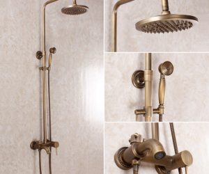Antique Round Brass Bathroom Shower Vintage Faucet