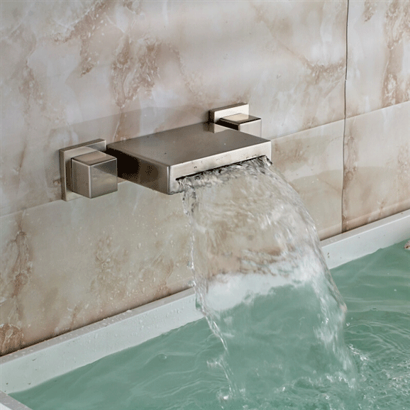 Cali Brushed Nickel Wall Mounted Double Handled Bathtub Faucet