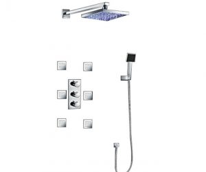 Multi Color Water Powered Led Shower with Adjustable Body Jets and Mixer