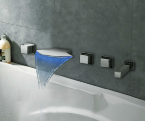 Bath-Tub Faucet Color Changing LED Chrome Finish Brass Body
