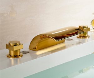 Caracas Deck Mounted Two Handled Waterfall Bathtub LED Faucet
