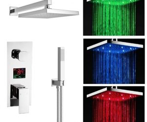 Florence LED Rainfall Shower Set with Handshower & Digital Mixer