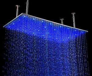 31″x16″ Stainless Steel RGB Multi Color Water Powered Led Showerhead