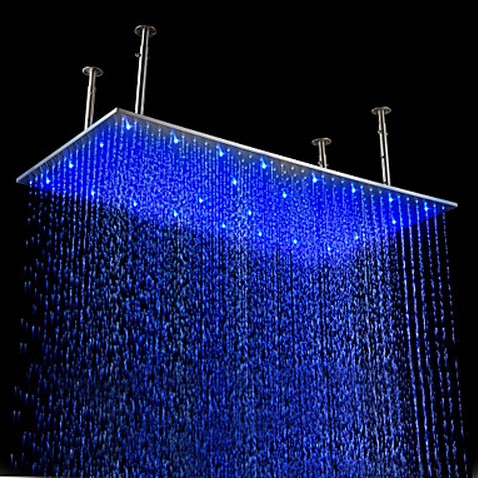  31″x16″ Stainless Steel RGB Multi Color Water Powered Led Showerhead