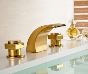 Côte-d’Or Gold Finish Bathroom Sink Faucet Dual Handle