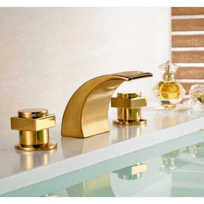 Côte-d’Or Gold Finish Bathroom Sink Faucet Dual Handle
