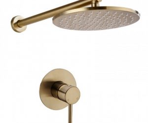 Round Gold Wall Mounted Single Handle Bathroom Shower