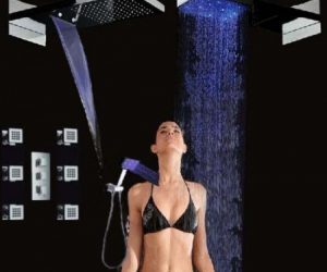 22″ LED Waterfall Shower Faucet with Shower Jet