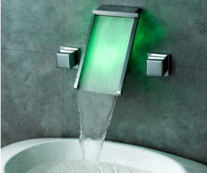 Wall Mount Bathroom Sink Faucet With LED Glass