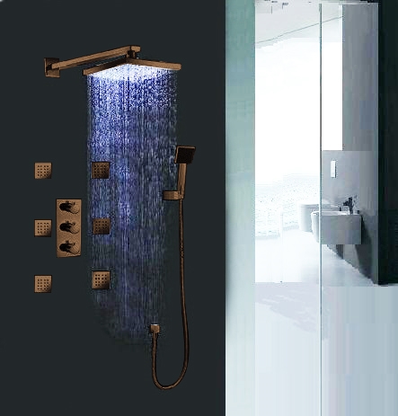 ORB Sierra Multi Color Water Powered Led Shower with Adjustable Body Jets and Mixer-Wall Mount Style